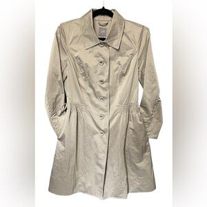 J. Jill Beige Lightweight Cinched Waist Trench Coat Size XS Petite